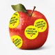 Illustration of an apple covered in "I got my COVID-19 vaccine" stickers