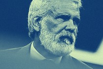 blue-toned photograph of Robert Malone