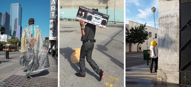 Triptych of people on the streets of LA