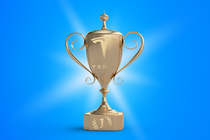 A trophy with Tesla's logo on it