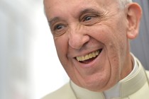 A close view of Pope Francis smiling