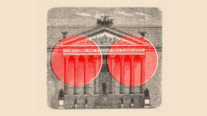 An illustration of a court with two red circles